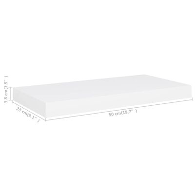 vidaXL Floating Wall Shelf White 19.7"x9.1"x1.5" MDF