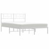 vidaXL Bed Frame White Powder-Coated Steel Full Bed Frame Rectangular