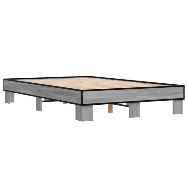 vidaXL Bed Frame Gray Sonoma Engineered wood and metal Full Durable