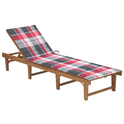 vidaXL Folding Sun Lounger with Cushion Solid Acacia Wood