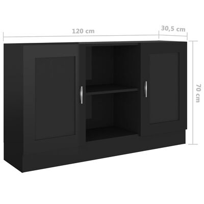 vidaXL Sideboard High Gloss Black 47.2"x12"x27.6" Engineered Wood