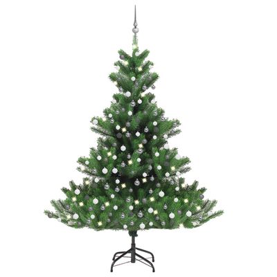 vidaXL Nordmann Fir Artificial Christmas Tree LED&Ball Set Green 82.7"