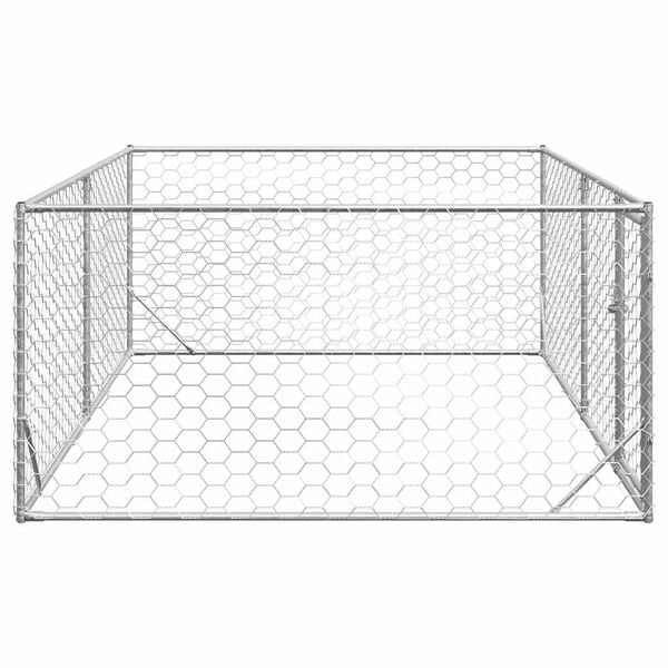 vidaXL Outdoor Dog Kennel Galvanized Galvanized Steel Large Durable