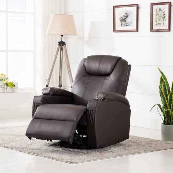 vidaXL Rocking Massage Chair Brown Faux leather, Steel Regular Swivel