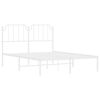 vidaXL Bed Frame White Powder-Coated Steel King Bed Frame Rectangular