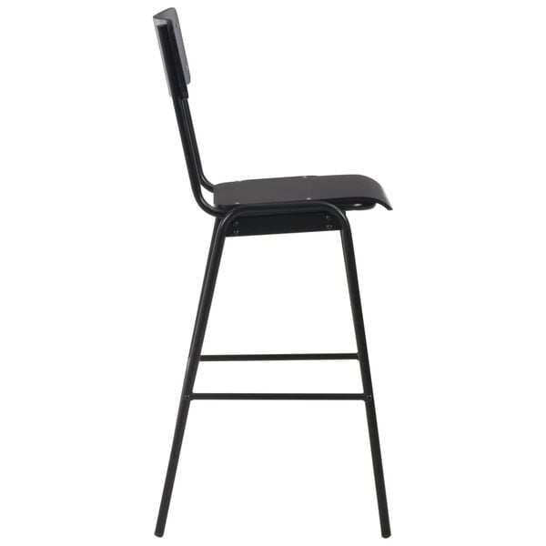 vidaXL Bar Chair Set of 2 Black Solid Plywood, Powder-Coated Steel