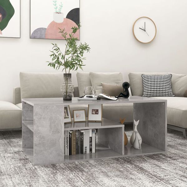 vidaXL Coffee Table Concrete Gray Engineered Wood 39.4x19.7x15.7 in