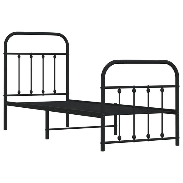 vidaXL Bed Frame Black Powder-Coated Steel Small Single Bed Frame