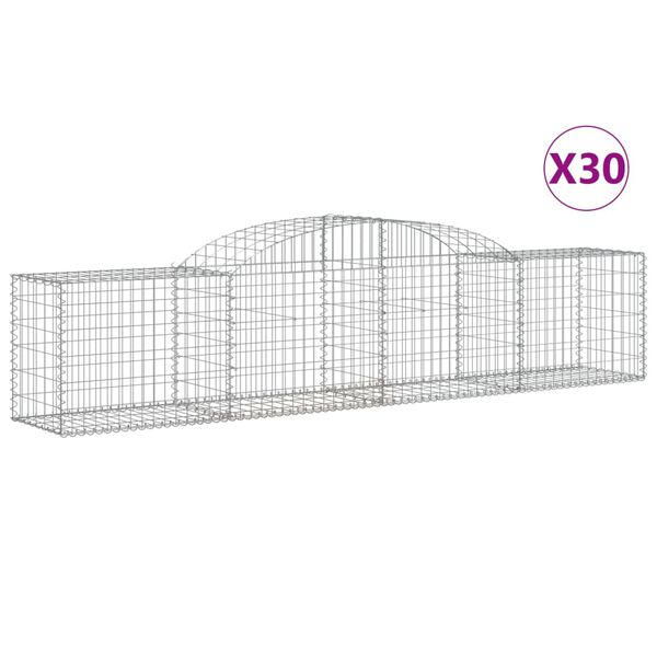 vidaXL Gabion Basket Set of 30 Silver Galvanized Iron Large Tough