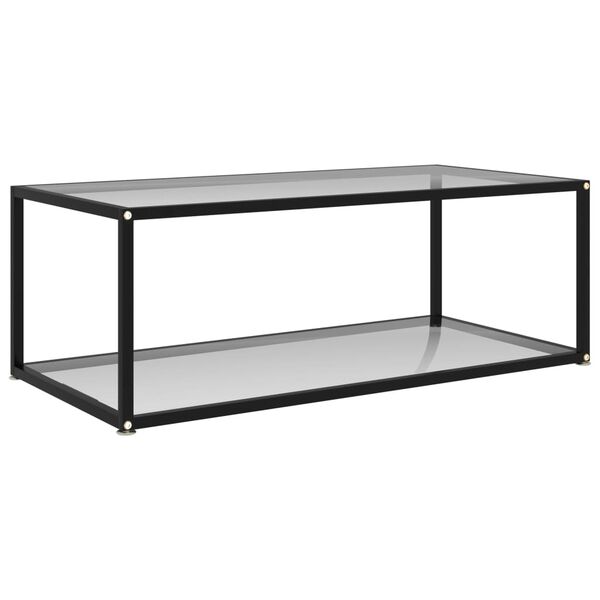 vidaXL Coffee Table Transparent Tempered glass, powder-coated steel