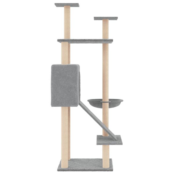 vidaXL Cat Tree Light Grey Engineered wood 60.2 in Durable Cat Tree
