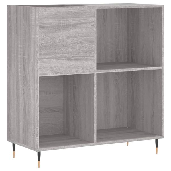 vidaXL Record Cabinet Grey Sonoma Made from Engineered Wood, Iron Medium