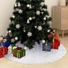 vidaXL Christmas Tree Skirt White Faux fur, Non-woven fabric