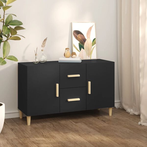 vidaXL Sideboard Black Engineered wood Medium Sideboard Rectangular
