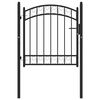 vidaXL Fence Gate with Arched Top Steel 39.4x33.9" Black