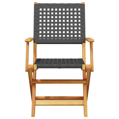 Front view of a single dark woven outdoor chair showing backrest and armrests