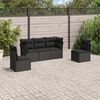 vidaXL Garden Sofa Set Black PE rattan 5 Piece Adjustable Feet