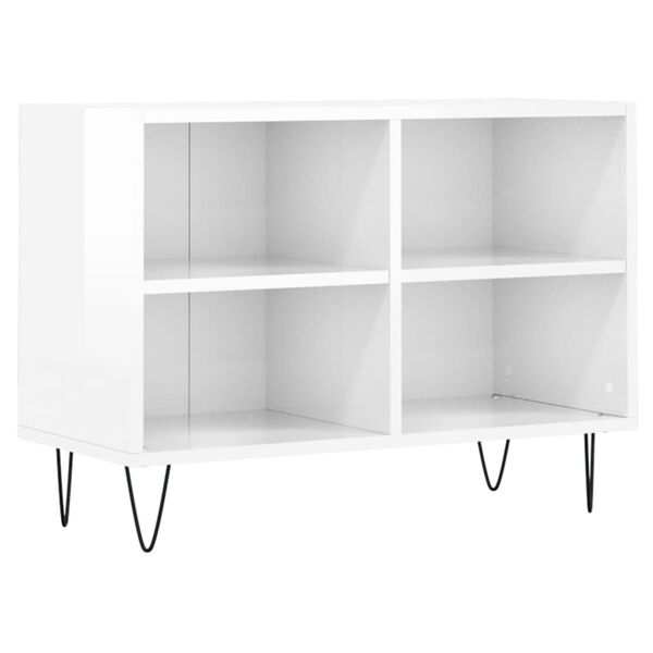 vidaXL TV Cabinet High Gloss White Engineered Wood, Iron TV Cabinet