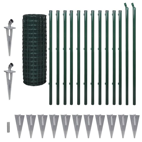vidaXL Euro Fence Steel 82'x3.9' Green
