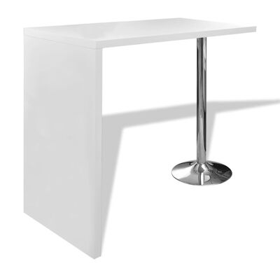 vidaXL Bar Table MDF with 1 Steel Leg High Gloss White