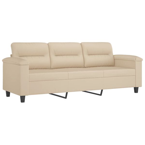 vidaXL Sofa Set Cream Microfiber fabric (100% polyester), metal, plywood