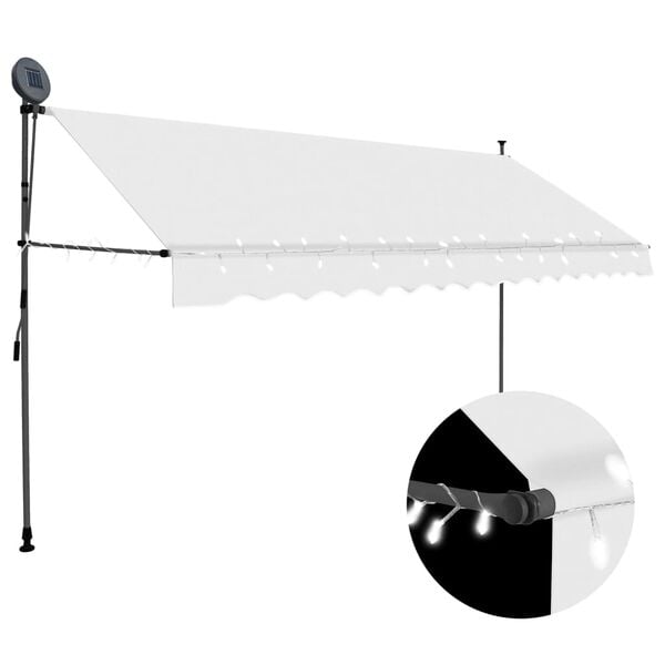 vidaXL Retractable Awning Cream 100% polyester with PU coating, steel