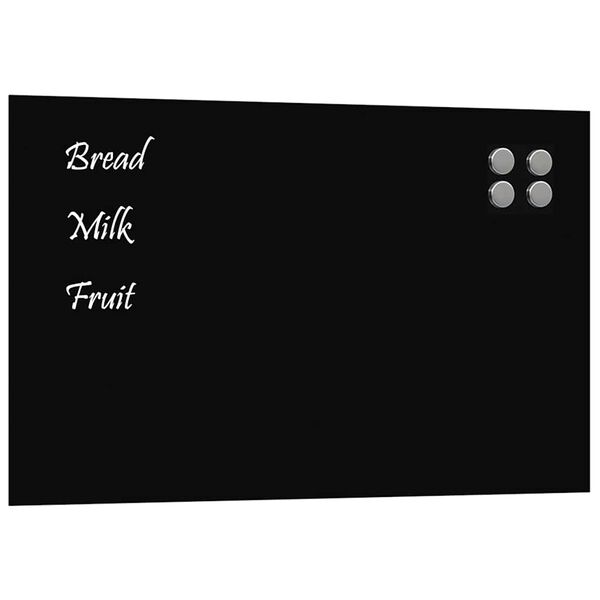 vidaXL Wall-mounted Magnetic Board Black 31.5"x19.7" Tempered Glass