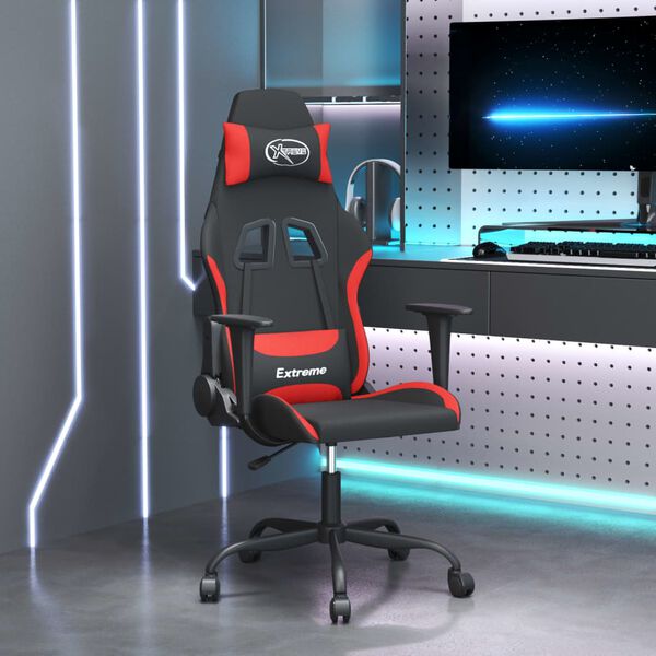 vidaXL Gaming Chair Black and Red Fabric