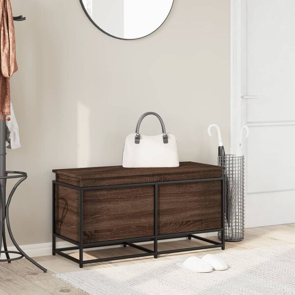 vidaXL Storage Box Brown oak Engineered Wood 39.4 x 15.7 x 20.3 in