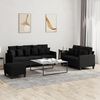 vidaXL Sofa Set Black Polyester, Metal, Plywood 3-seater and 2-seater