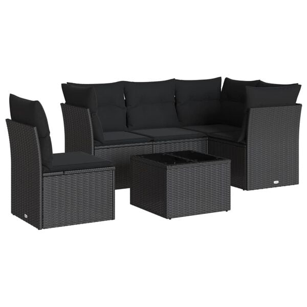vidaXL Garden Sofa Set Black