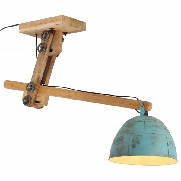 vidaXL Ceiling Lamp Distressed Blue Iron and solid mango wood