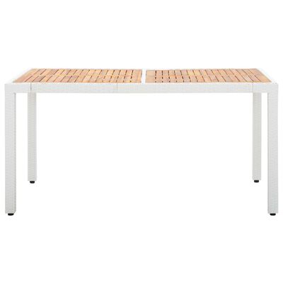 Patio Table White 59.1"x35.4"x29.5" Poly Rattan and Solid Acacia Wood