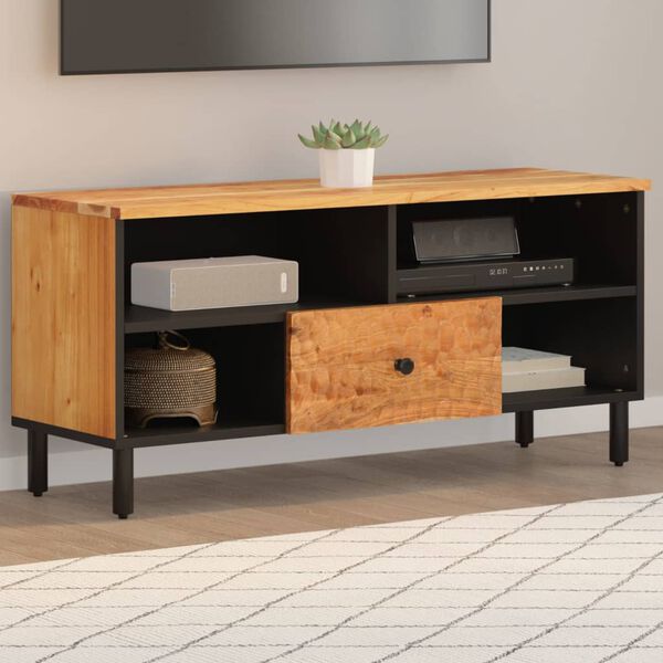 vidaXL TV Cabinet Natural Wood Solid Acacia wood, Engineered wood, Iron