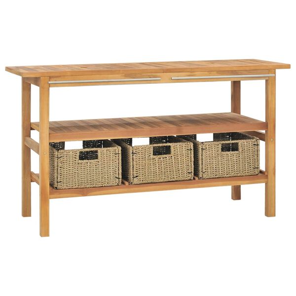 vidaXL Vanity Cabinet With Sink Cream Teak Wood Medium