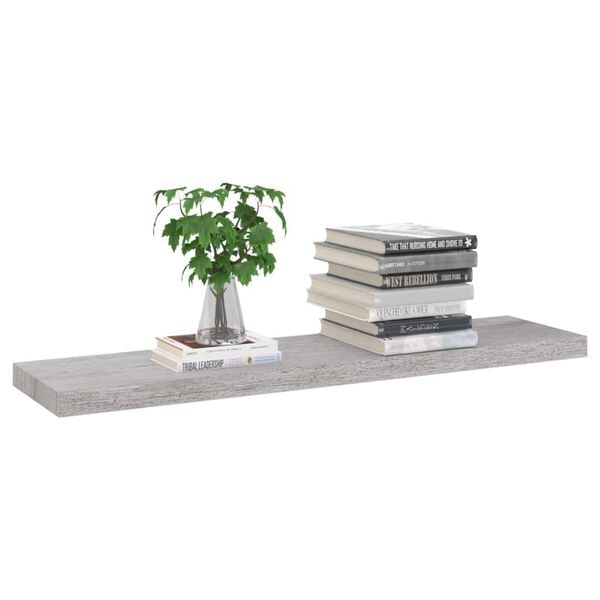 vidaXL Wall Shelf Set of 2 Concrete grey Honeycomb MDF, metal 35.4 in