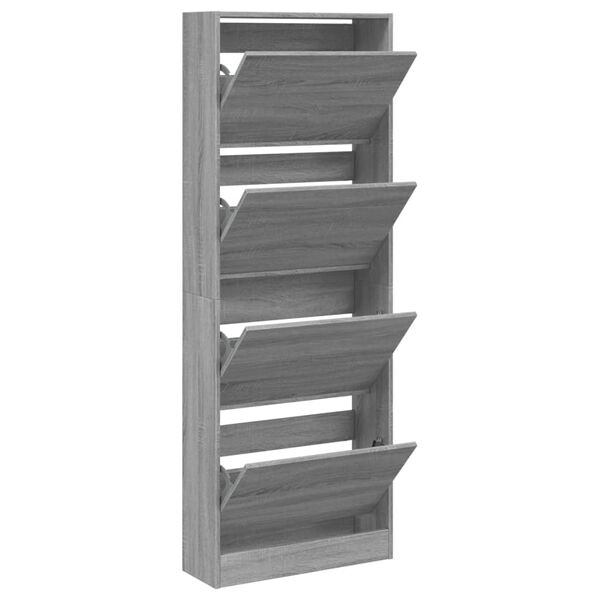 vidaXL Shoe Cabinet Grey Sonoma Engineered Wood Slim Shoe Cabinet