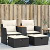 vidaXL Garden Sofa Black PE Rattan Standard Adjustable Feet