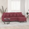 vidaXL 3-Seater Sofa with Footstool Wine Red 70.9" Fabric