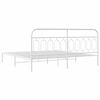 vidaXL Bed Frame White Steel 79 x 79 in Bed Frame Rectangular Modern