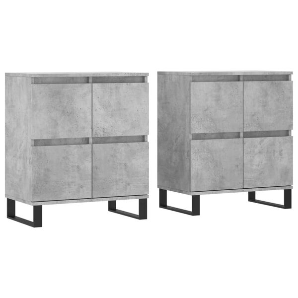 vidaXL Sideboard Set of 2 Concrete Grey Engineered Wood Large