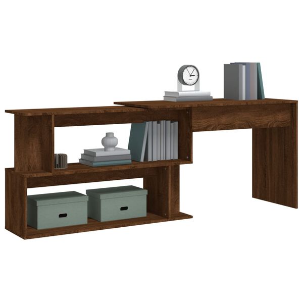 vidaXL Corner Desk Brown oak Engineered wood Large Corner Desk