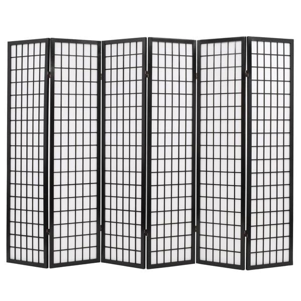 vidaXL Folding 6-Panel Room Divider Japanese Style 94.5"x66.9" Black