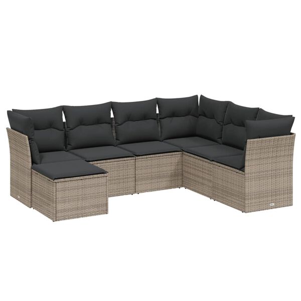 vidaXL Garden Sofa Set Grey PE Rattan, steel 7 Piece Set Modular