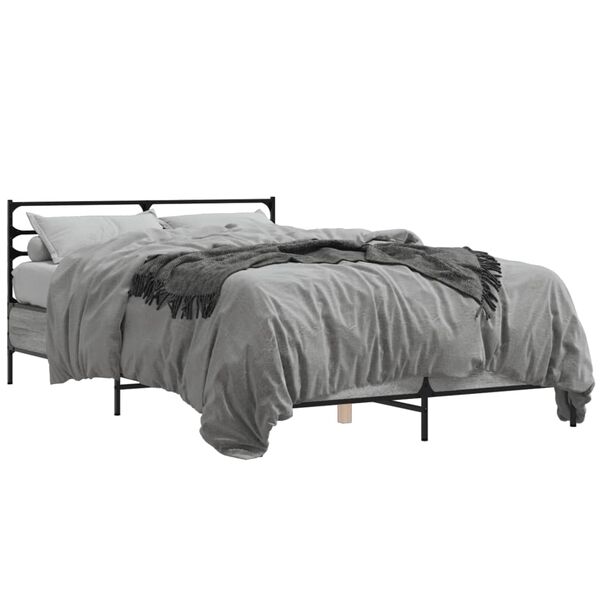 vidaXL Bed Frame Grey Sonoma Engineered wood, metal Full Bed Frame