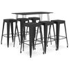 vidaXL Bar Set Black MDF, Powder-Coated Steel Stackable Bar Set