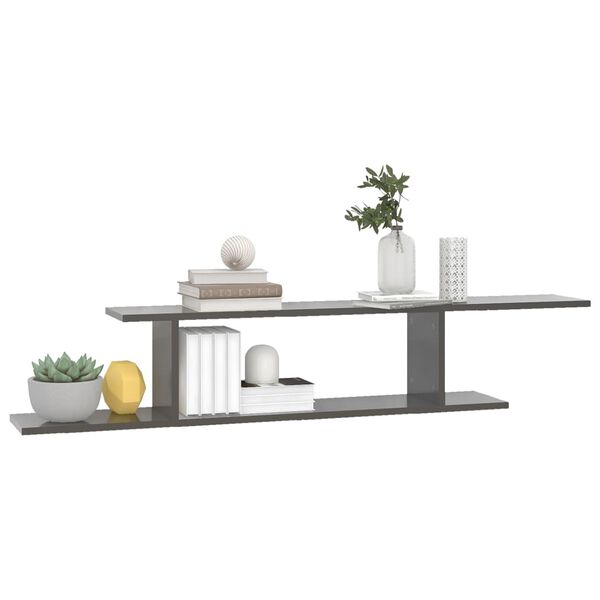vidaXL Wall Shelf High gloss grey Engineered wood