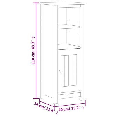 vidaXL Bathroom Cabinet BERG White 15.7"x13.4"x43.3" Solid Wood Pine
