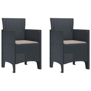 vidaXL Garden Chair 2 pcs Anthracite 20.87 x 19.29 x 33.46 in