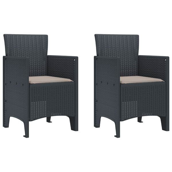 vidaXL Garden Chair 2 pcs Anthracite 20.87 x 19.29 x 33.46 in